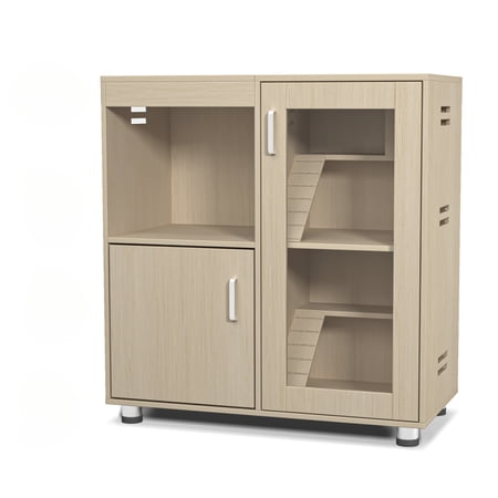 ENTU 4‑Tier Small Animal Habitat with Acrylic Viewing Panels Storage Cabinet and Openable Top for Hamsters Guinea Pigs Rats and Chinchillas