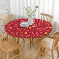 thumbnail image 3 of Red Christmas Candy Cane Pattern Round Fitted Tablecloth with Elastic Edge,Dining Table Cover Waterproof,Outdoor Round Tablecloth for Camping,Dining,Indoor and Outdoor, 3 of 7
