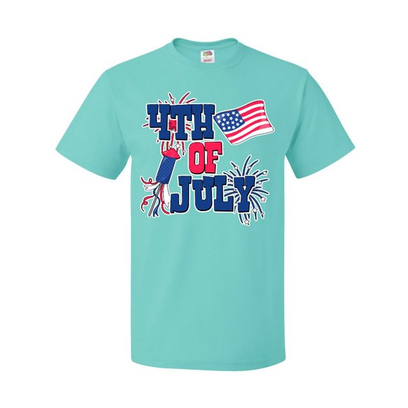Inktastic 4th of July with Fireworks American Flag and Rocket T-Shirt