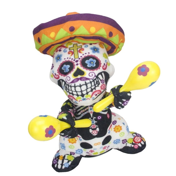 Muñeca del cráneo de Halloween Musical y zombie cráneo muñeca suave saxofón muñeca niños juguete Magideal Muñeca del cráneo de Halloween