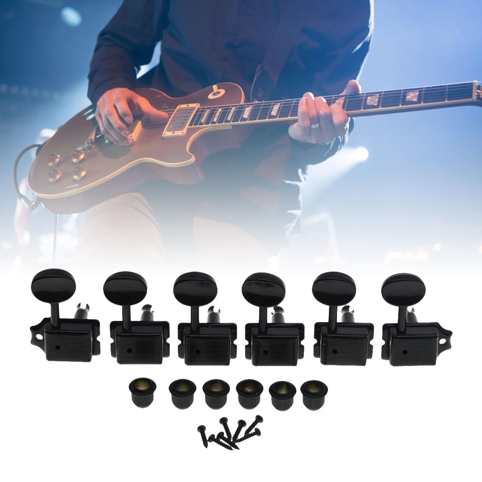 JWQFBC 6 Pieces Retro Electric Guitar Tuners Split Shaft Spare Parts Guitar Tuning Pegs Black