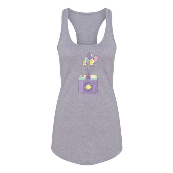 Camera With Balloons Racerback Tank Women -Image by Shutterstock, Female Medium