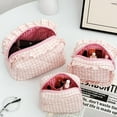 thumbnail image 2 of Gingham Ruffle Makeup Bag, Ruffle Pouch Polka Dot or Gingham Pouches, for Women Travel Daily Use, Bridesmaid Gifts, Trendy Stuff (pink), 2 of 10