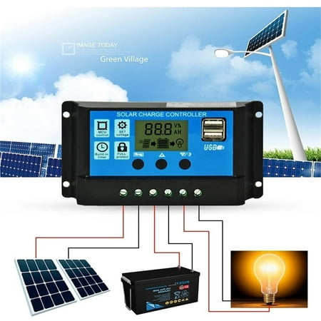 

C Plug Adapter 10/20A LCD Solar Panel Battery Regulator Charge Controller USB Tool 12V/24V Map of Europe Dvi to Usb-c