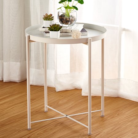 47 5 47 5 52cm Round Tray Side Table Nightstand Sofa Table Furniture For Home Living Room Bedroom Balcony Office Outdoor Indoor Walmart Canada