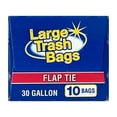 Basic Large Trash Bags, 30 Gallon, Flap Tie, 10 Bags