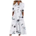 thumbnail image 3 of Robe de Plage Femme Décontractée à Manches Courtes Robes Taille Empire Robe sous le Genou Poches, 3 of 5