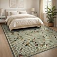thumbnail image 3 of ODIKA 8'x10' Washable Area Rug Minimalist Zigzag Field Farmhouse Motifs Striped Herringbone Flowing Dynamic for Dining Room, Large Office, Lounge, Non-Slip Chair-Friendly Mat, 3 of 7
