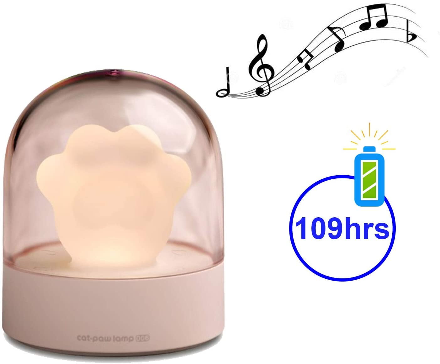 Rechargeable Nursery Night Light,Music Box Cordless Battery Powered Cat