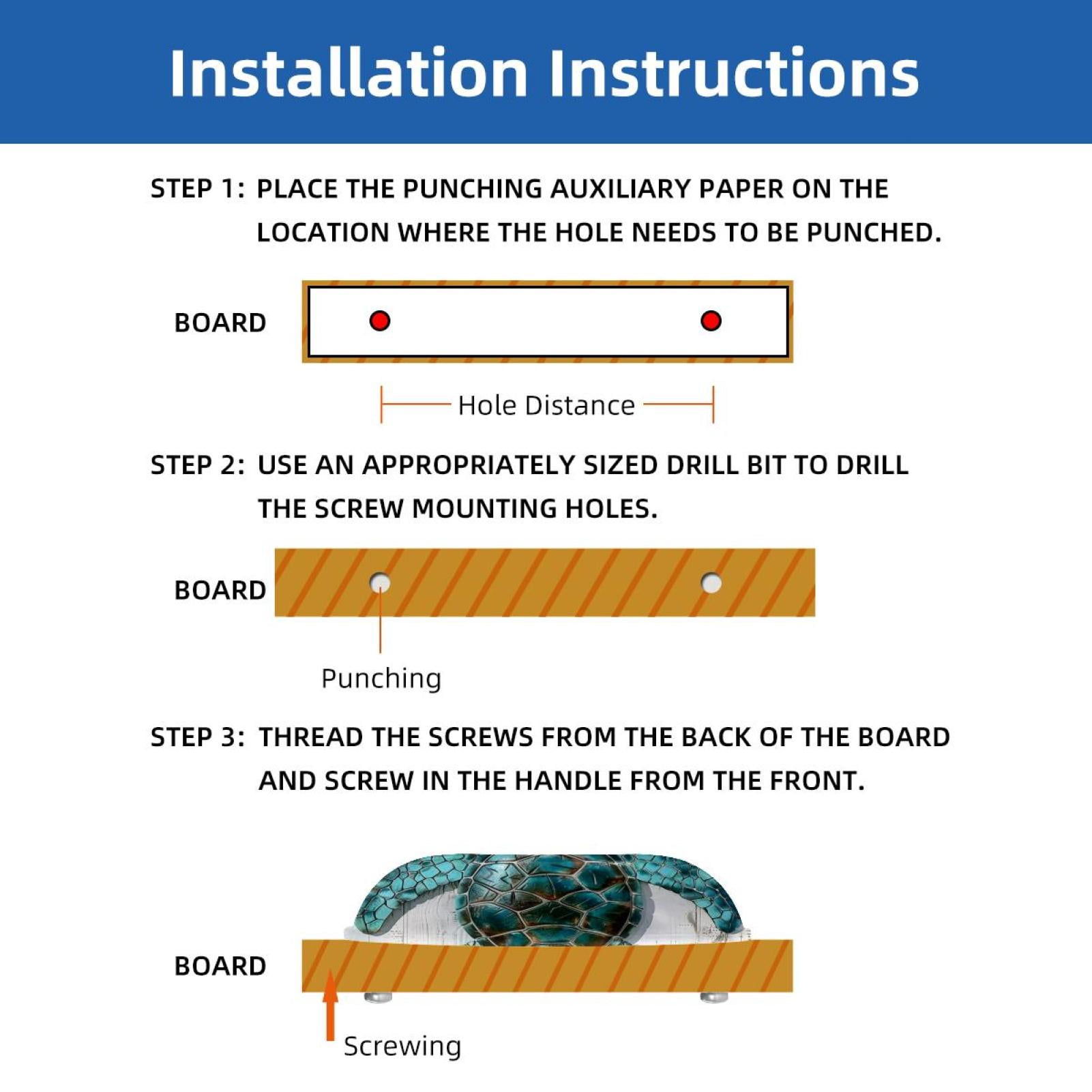 PhooArto 6 Pcs Cup Drawer Pulls, Teal Sea Turtle Wooden Board Shell Shape Handles Cabinet Knobs for Dresser Cupboard Closet Wardrobe with Screws