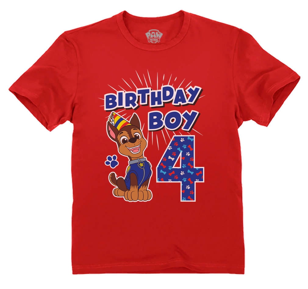 Nickelodeon Patrol for Paw High 4th Birthday Cotton Four-Year-Olds Party Official Quality, Themed - Paw Tee Unique Comfortable Boys\' T-Shirt Patrol Gift - - Chase Shirt