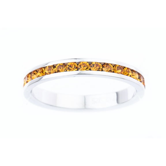 November Swarovski Crystal Birthstone Stackable ring in Sterling Silver