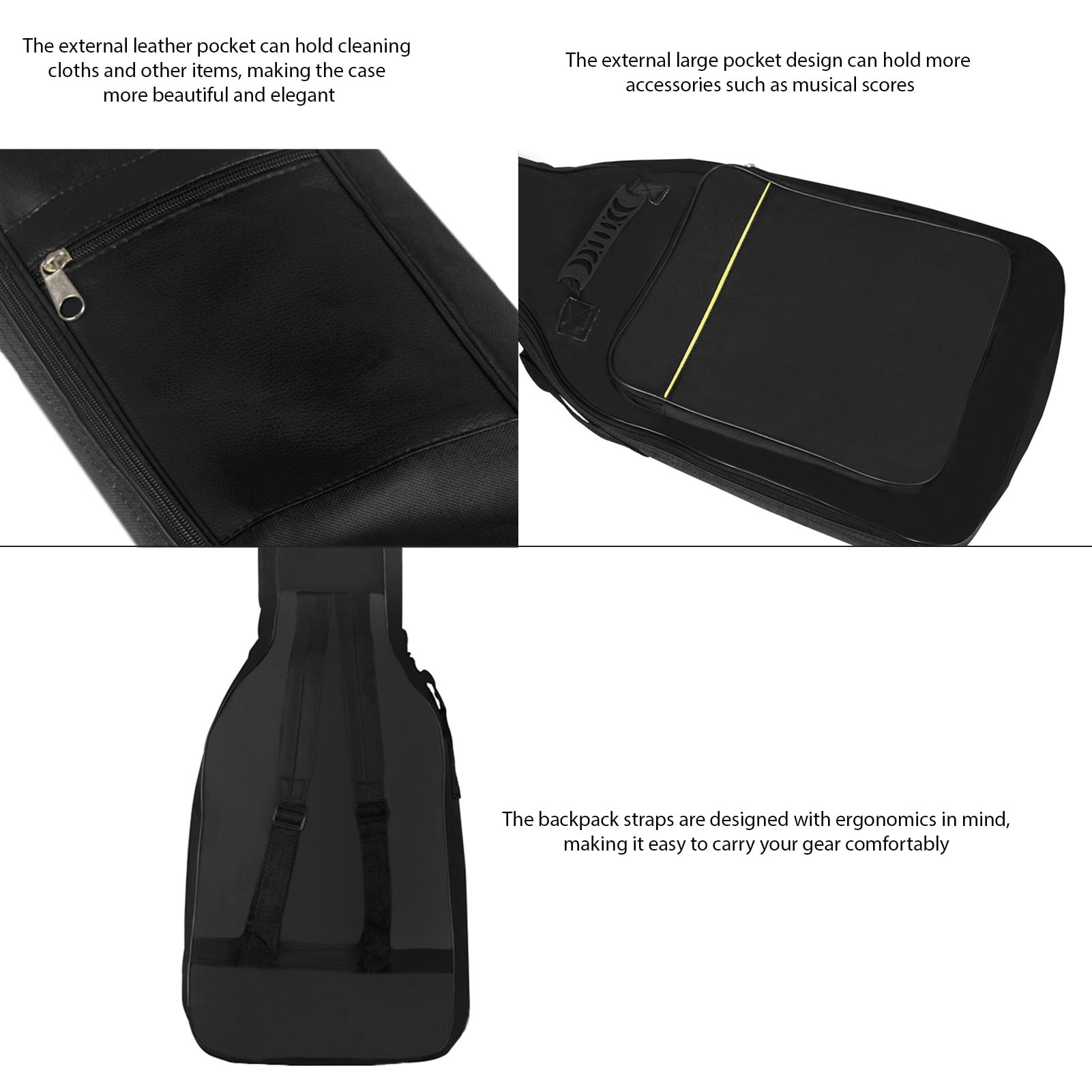 Nieyigj IRIN Guitar Bag 600D Waterproof Oxford Backpack Lightweight Storage with Ergonomic Strains Large Capacity for 38-39 Inch / 96.5-99 cm Electric Acoustic Guitars [cite: 12]