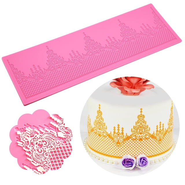 Oleegame 1PC Cake Fondant Flower Lace Sugar Wedding Floral Silicone Texture Mat Embossing Kitchen,Dining Bar