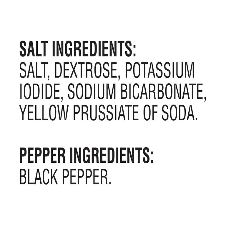 Salt and Pepper Shaker Combo, 4 oz Salt Dispenser and 1.5 oz Pepper Dispenser Salt and Pepper Shaker Combo, 4 oz Salt Dispenser and 1.5 oz Pepper Dispenser