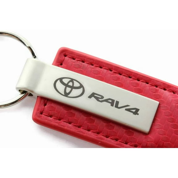 AutoGold Toyota RAV4 Red CF Carbon Fiber Leather Logo Key Chain Ring Tag Fob Lanyard KC1552.RAV