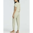thumbnail image 4 of Real Essentials 2 Pack: Women's Ribbed Knit Cropped Short Sleeve Top with Jogger Sweatpants Lounge Set Sleep, 4 of 6
