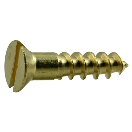 

#8 x 3/4 Brass Slotted Flat Head Wood Screws WSFB-241 (40 pcs.)