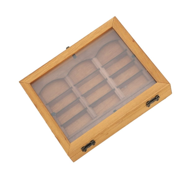 Miniature Bookshelf Toy, Anxiety Relief Shaking Book Boxes Display Case Cabinet with Naturals Wood Grain for Living Room