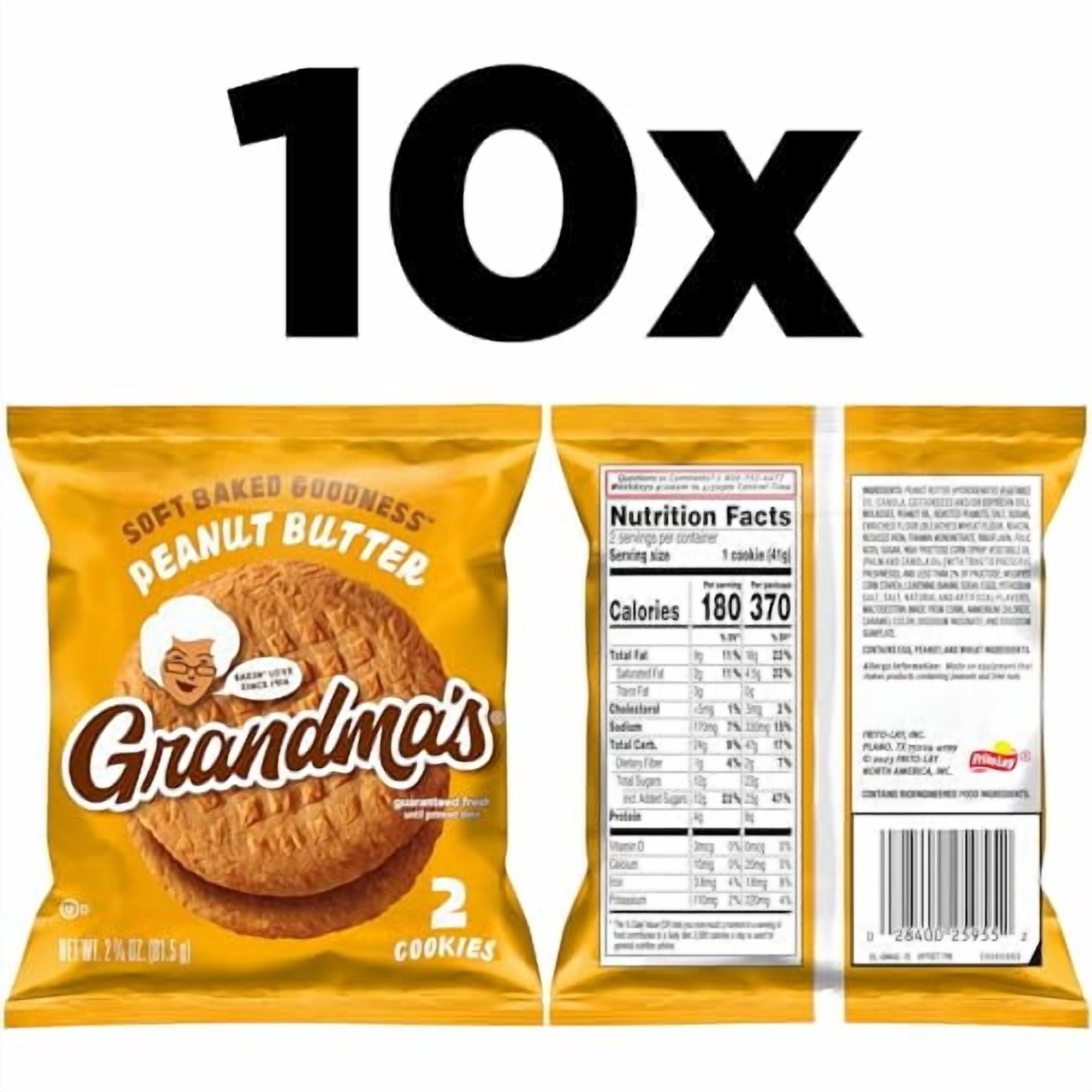 Grandma's Cookies, Peanut Butter, 2.5 Ounce (Pack of 10)