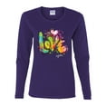 thumbnail image 2 of Colorful Rainbow Paint Love Streetwear Womens Graphic Long Sleeve T-Shirt, Purple, Medium, 2 of 3