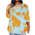 thumbnail image 2 of Aloohaidyvio 2024 Women's Plus Size V Neck 3/4 Sleeve Business Casual Work Tunic Tops Blouse Shirts 3XL, 2 of 4