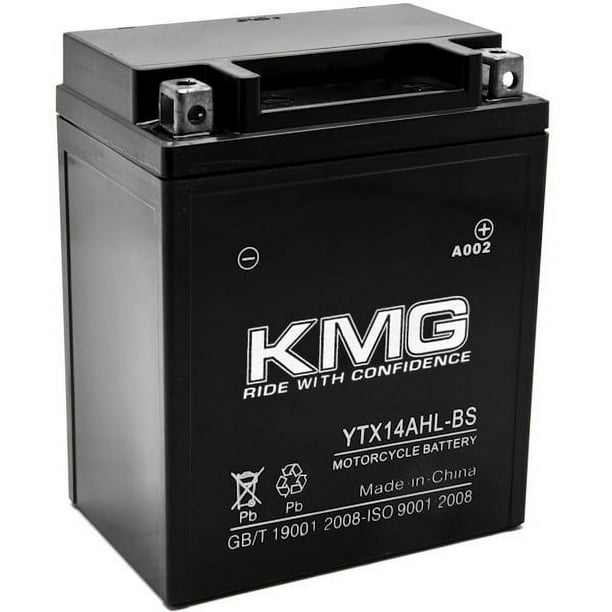 KMG Batterie YTX14AHL-BS Compatible avec Yamaha 750 FZ750, FZR750 1985-1988 Batterie 12V Étanche Sans Entretien Haute Performance OEM Remplacement Moto Moto ATV Motoneige Motomarine