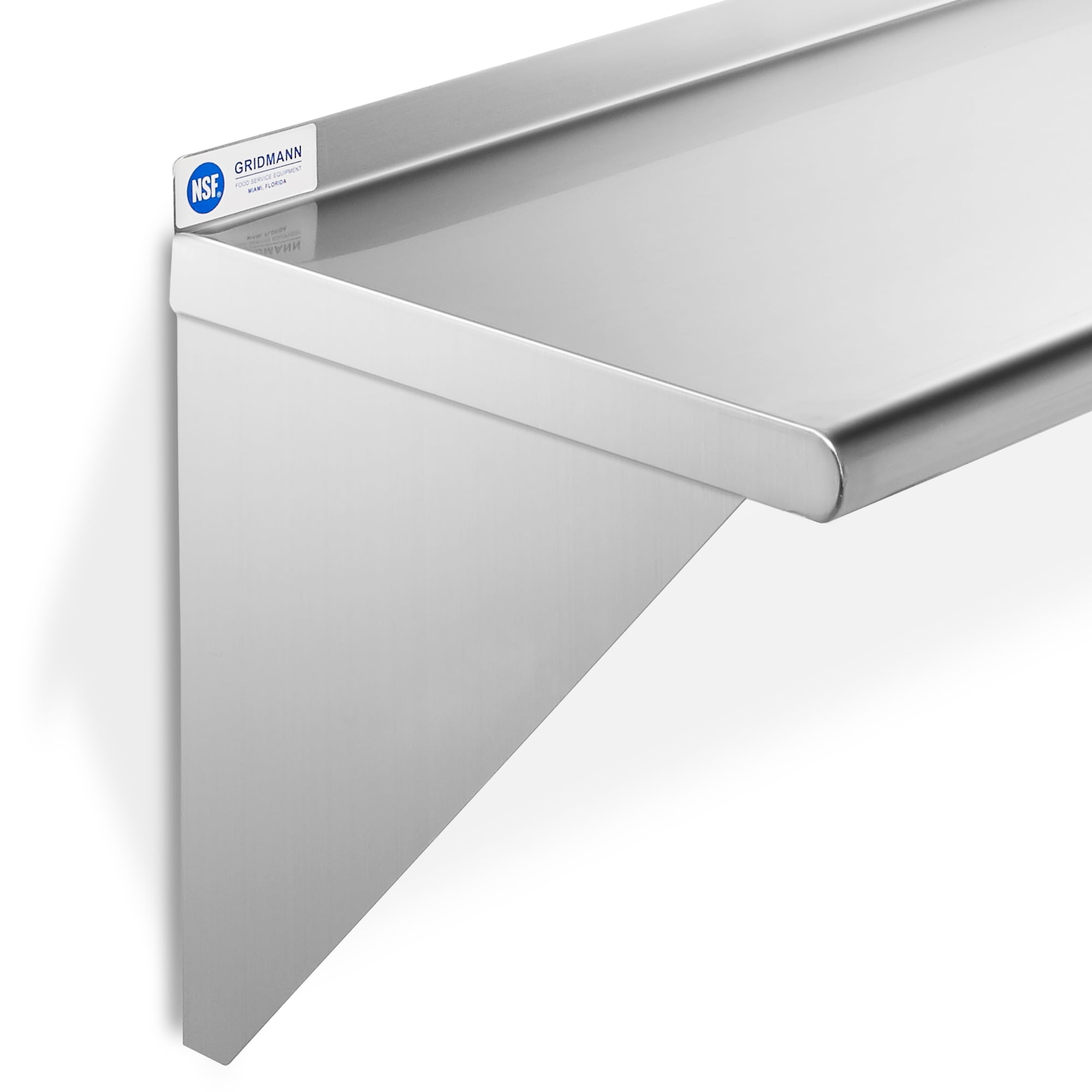 GRIDMANN 18" x 72" NSF Stainless Steel Kitchen Wall Mount Shelf w/ Backsplash