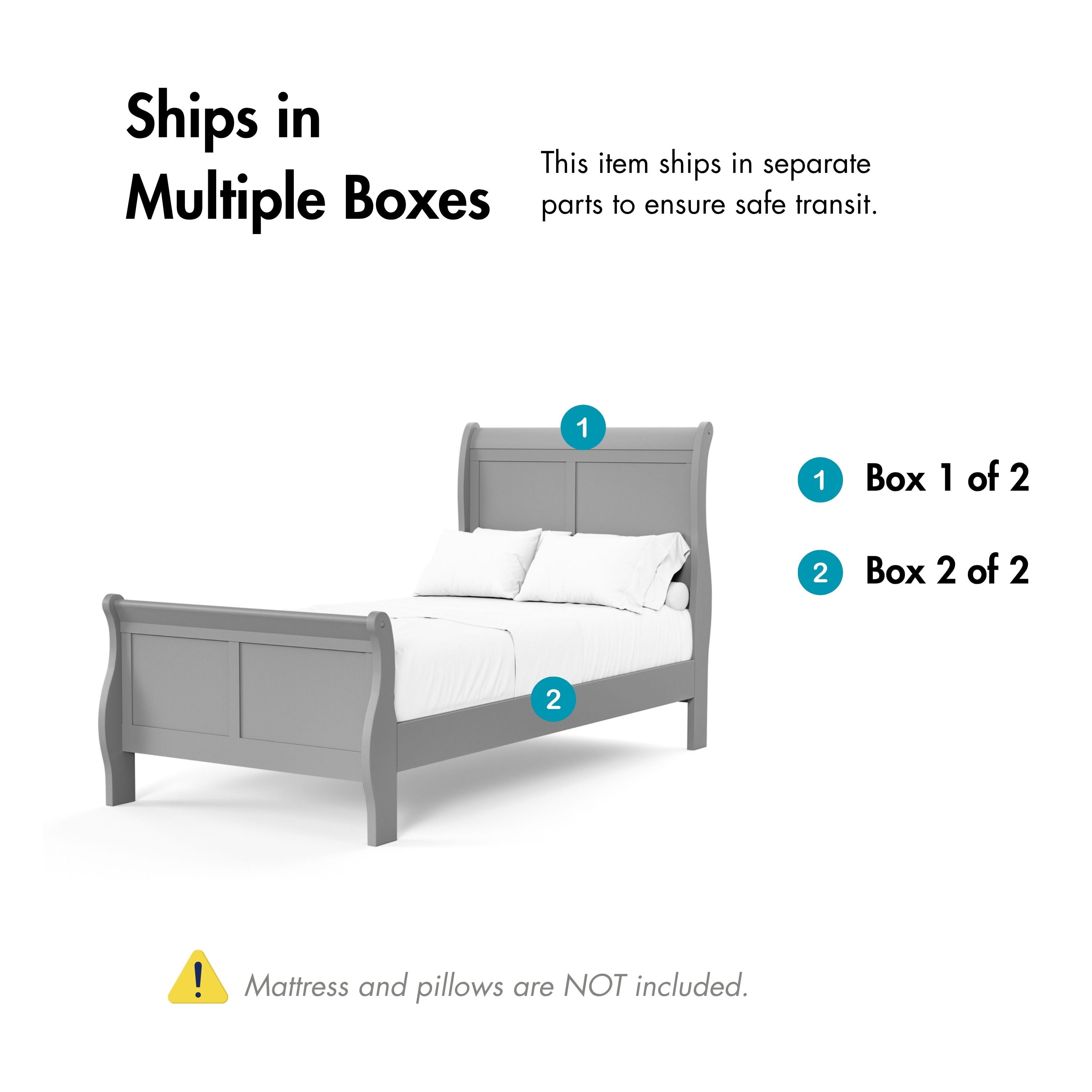 Furniture of America Vrai Adult Twin Sleigh Headboard Wood Panel Bed, Gray