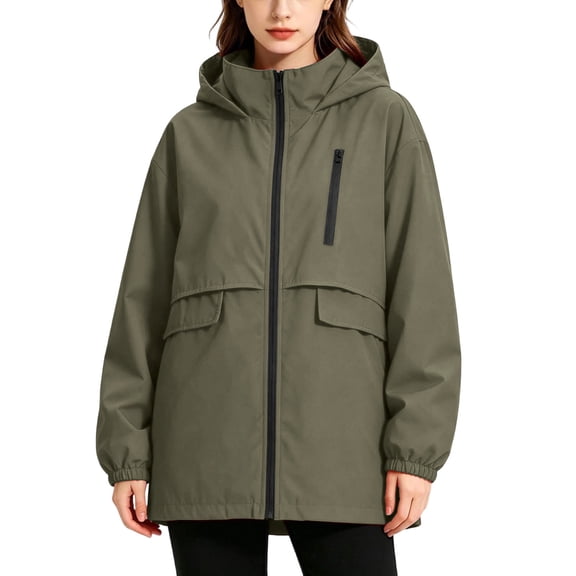 ATOYSOY Women's Long Raincoat with Hood Outdoor Light Soft Windbreaker Rain Jacket Waterproof 2026