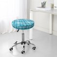 thumbnail image 7 of Fotbe blue plaid Snowflake Stool Covers Round,Waterproof Round Bar Stool Covers Bar Chair Covers Washable Stool Cushion Slipcover for 12-14 Inch Chair-14 inch, 7 of 7