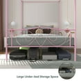 thumbnail image 4 of Topbuy Full Size Metal Canopy Bed Frame 4 Poster Steel Slats Headboard Footboard Pink, 4 of 10