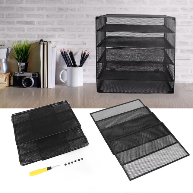 Organizador de Archivos de Papel, Grid Negro de Gran Capacidad Mesh EnsamblAJe Organizador simple de metal de guardia simple para revistas para documents para periódicos