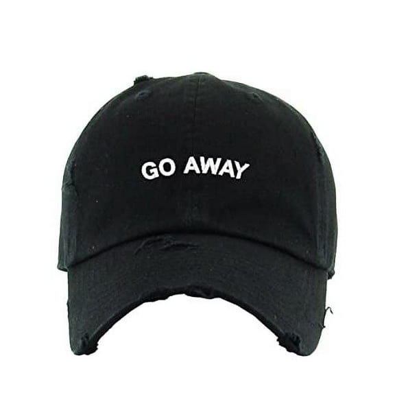 Go Away Vintage Baseball Cap Embroidered Cotton Adjustable Distressed Dad Hat Black