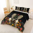 thumbnail image 2 of Castle Fairy Halloween Skeleton Lovers Full Size Comforter Sets 3-Piece,Starry Sky Flowers Bedding Comforter Set,Yellow Red Blacks,1 Comforter and 2 Pillowcases,Black Reversible, 2 of 6