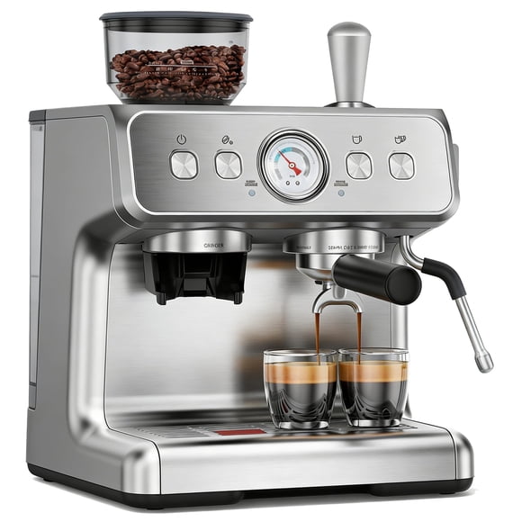 Máquina de espresso COWSAR con doble caldera, molinillo y tanque de 2,8 L