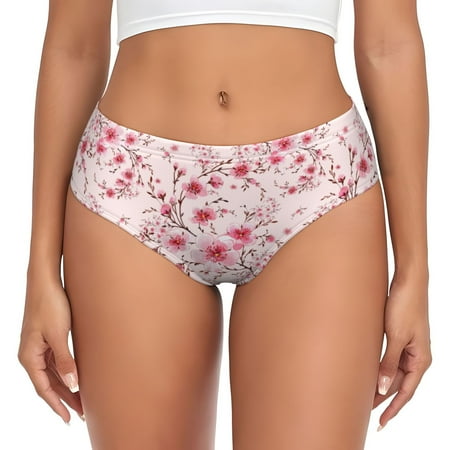 Womens Underwear - pink cute berry blossoms No Show Seamless Underwear for Women  Soft Comfort Stretch Women s Panties  Hipster Ladies Panties Bikini Underwear Briefs