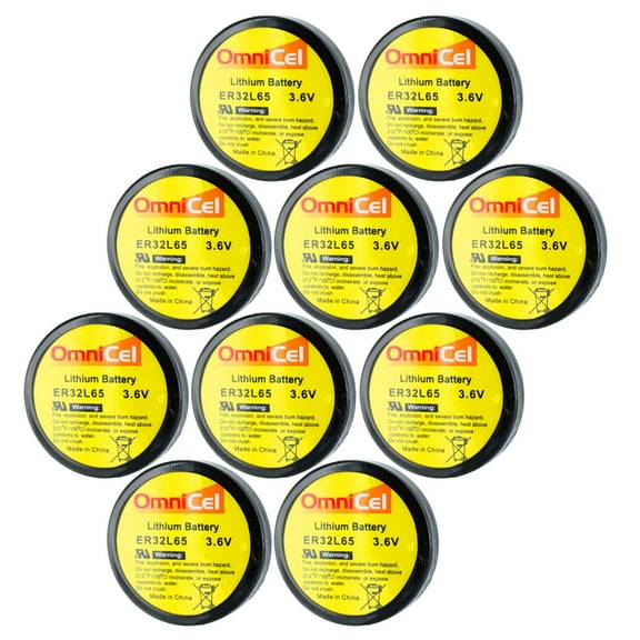 10x OmniCel ER32L65 3.6V 1Ah Sz 1/10D Lithium Battery Nickel Pins Backup AMR