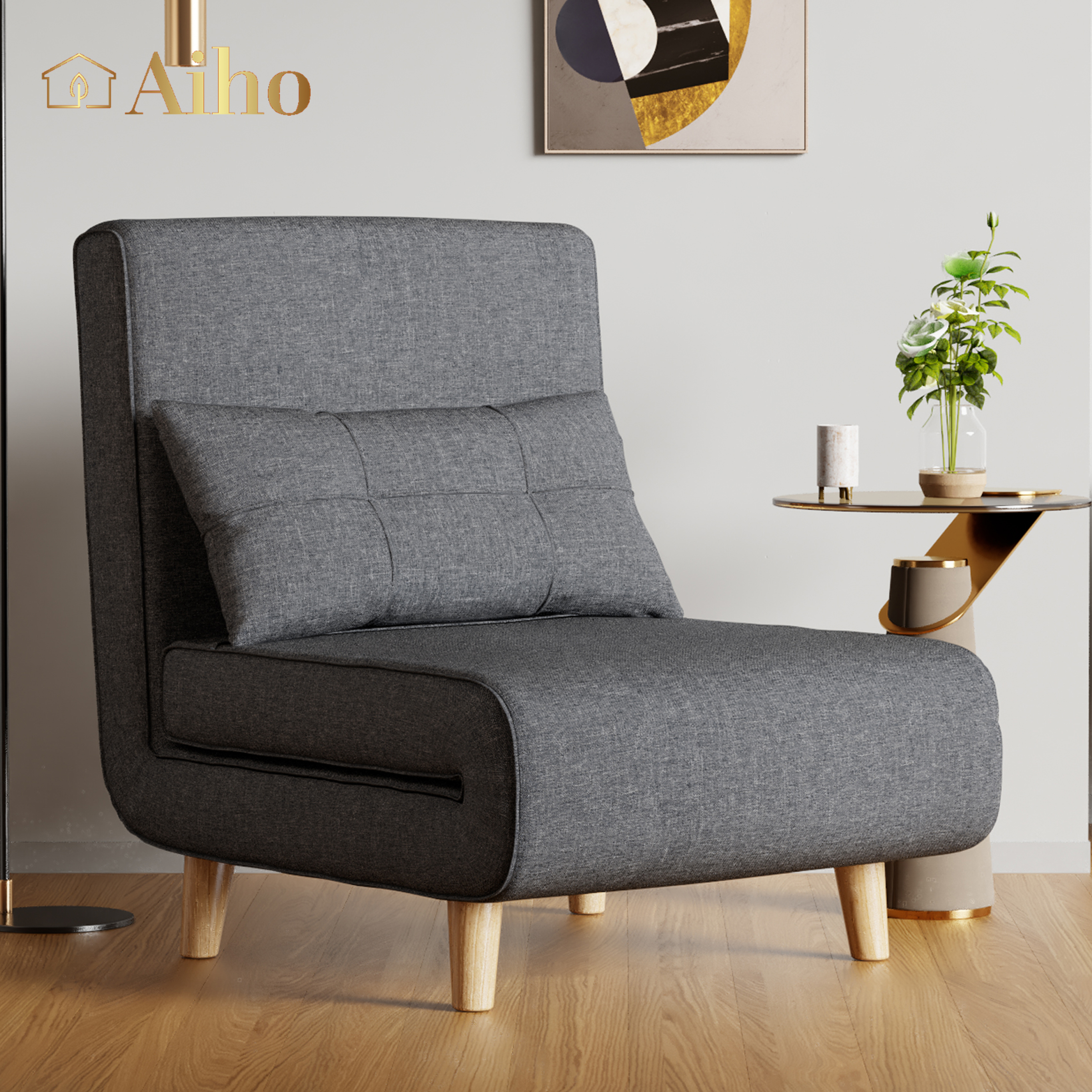 3 in 1 Convertible Sofa Bed, Aiho sleeper Chair Bed with Adjustable Backrest, Perfect for Living Room, Bedroom, Small space, Dark Gray