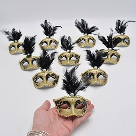 Yiseng Mini Masquerade Mask Party Decorations 12pcs Pack Black