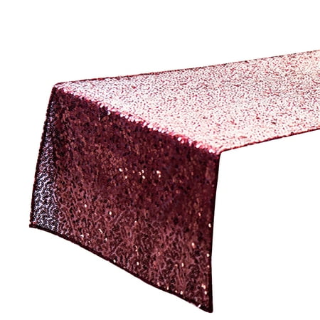 

HEVIRGO Sequins Star Embroidery Tablecloth Table Runner Dining Room Home Buffet Decor Sequins
