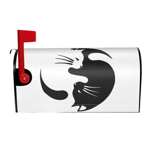 PHELIKA Black And White Cats Mailbox Covers Standard Size 25.5"H x 21"W