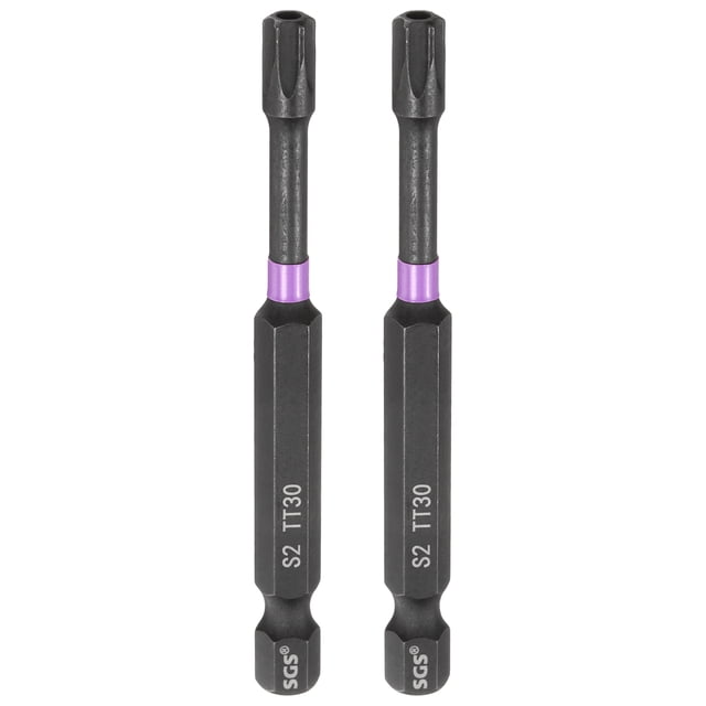 Uxcell 2pcs TT30 Torx Impact Screwdriver Bit 1/4" Hex Shank 3" Long Magnetic with Hole