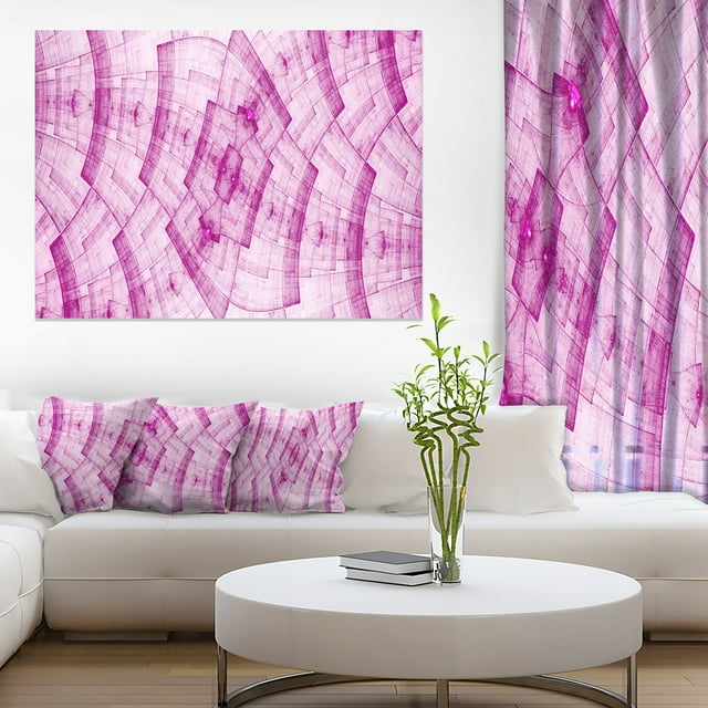 Dark Pink Psychedelic Fractal Metal Grid - Abstract Wall Art Canvas