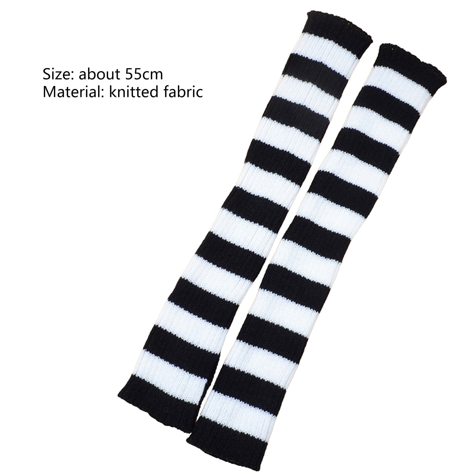 harmtty 1 Pair Leg Socks Adorable Skin-friendly Multi-colored Striped Leg  Warmers for Girl,Black White Stripe