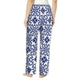thumbnail image 3 of Disketp Blue And White Porcelain Chinaware Print Women'S Comfy Pajama Pants Casual Drawstring Palazzo Lounge Wide Leg Pants, 3 of 9