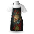 thumbnail image 3 of Skull Apron Evil Mexican Sugar Skeleton with Kitsch Bush of Roses Snake and Butterfly Artwork, Unisex Kitchen Bib Apron with Adjustable Neck for Cooking Baking Gardening, Ruby Dark Grey, by Ambesonne, 3 of 3