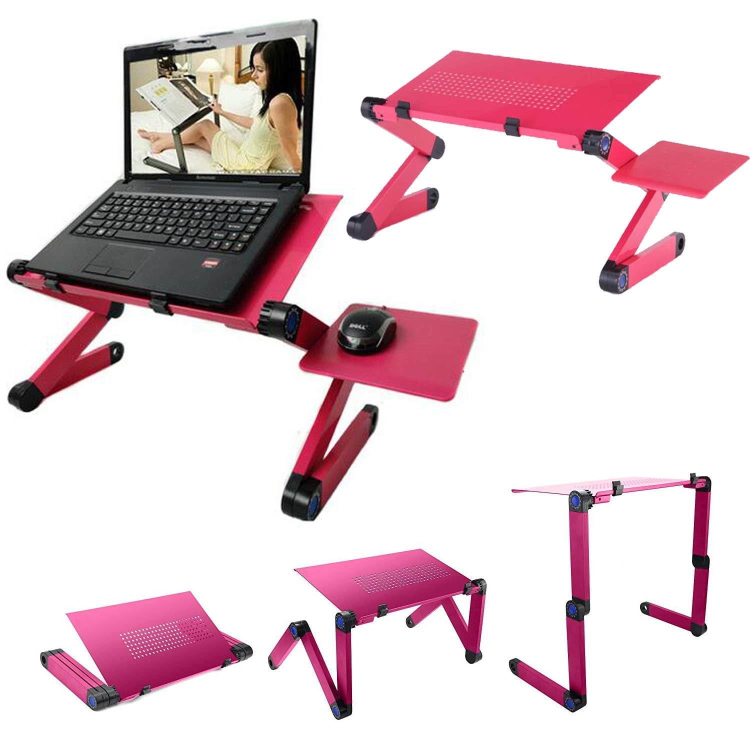 Upgraded Foldable Laptop Desk Portable Folding Pc Sofa Stand Adjule Computer Table With Mouse Board Non Slip Baffles Breakfast