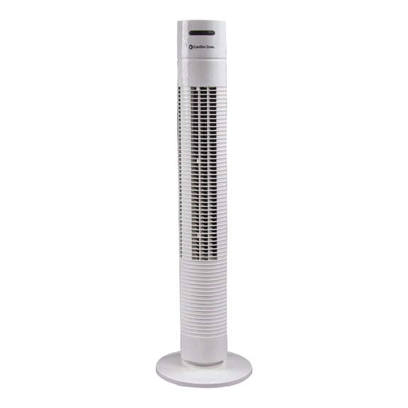 Comfort Zone 31" 3-Speed Oscillating Tower Fan, White