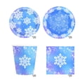 thumbnail image 1 of Set de fiesta de copos de nieve navideños morados y azules, vasos de papel desechables de seda, decoración para fiestas, 1 of 7